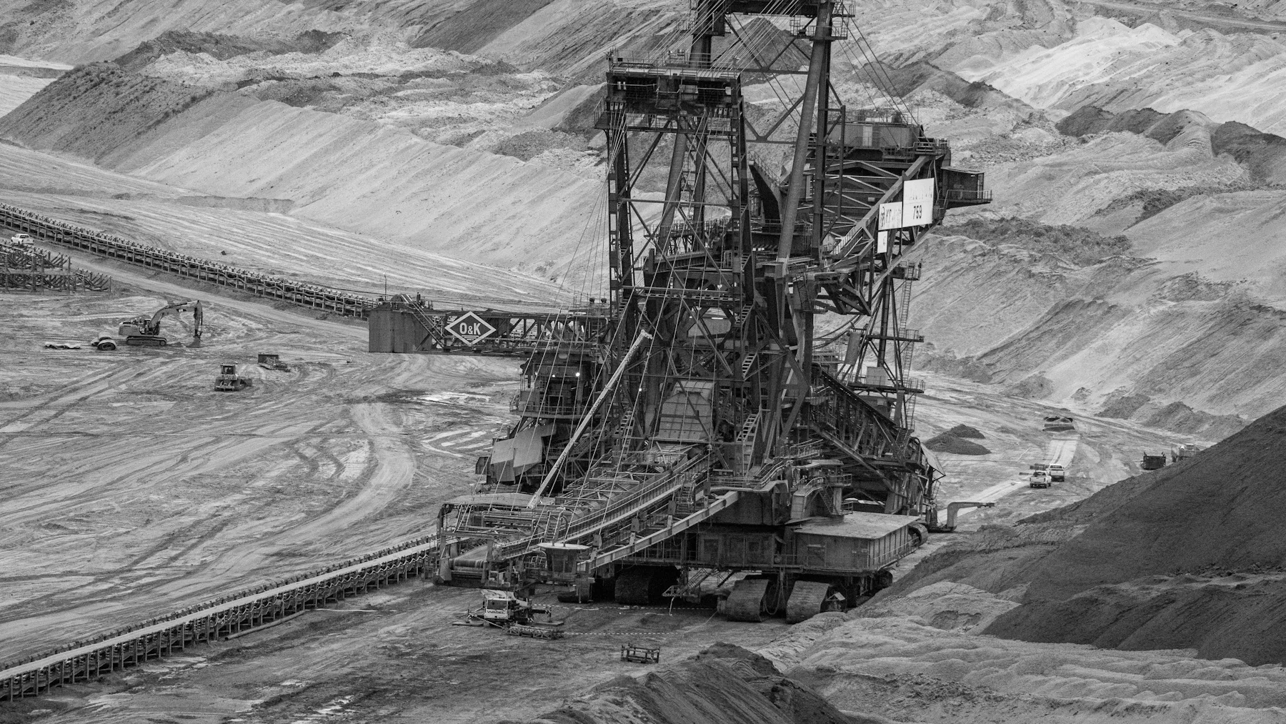 Bucket-wheel excavator in an open-cast mine